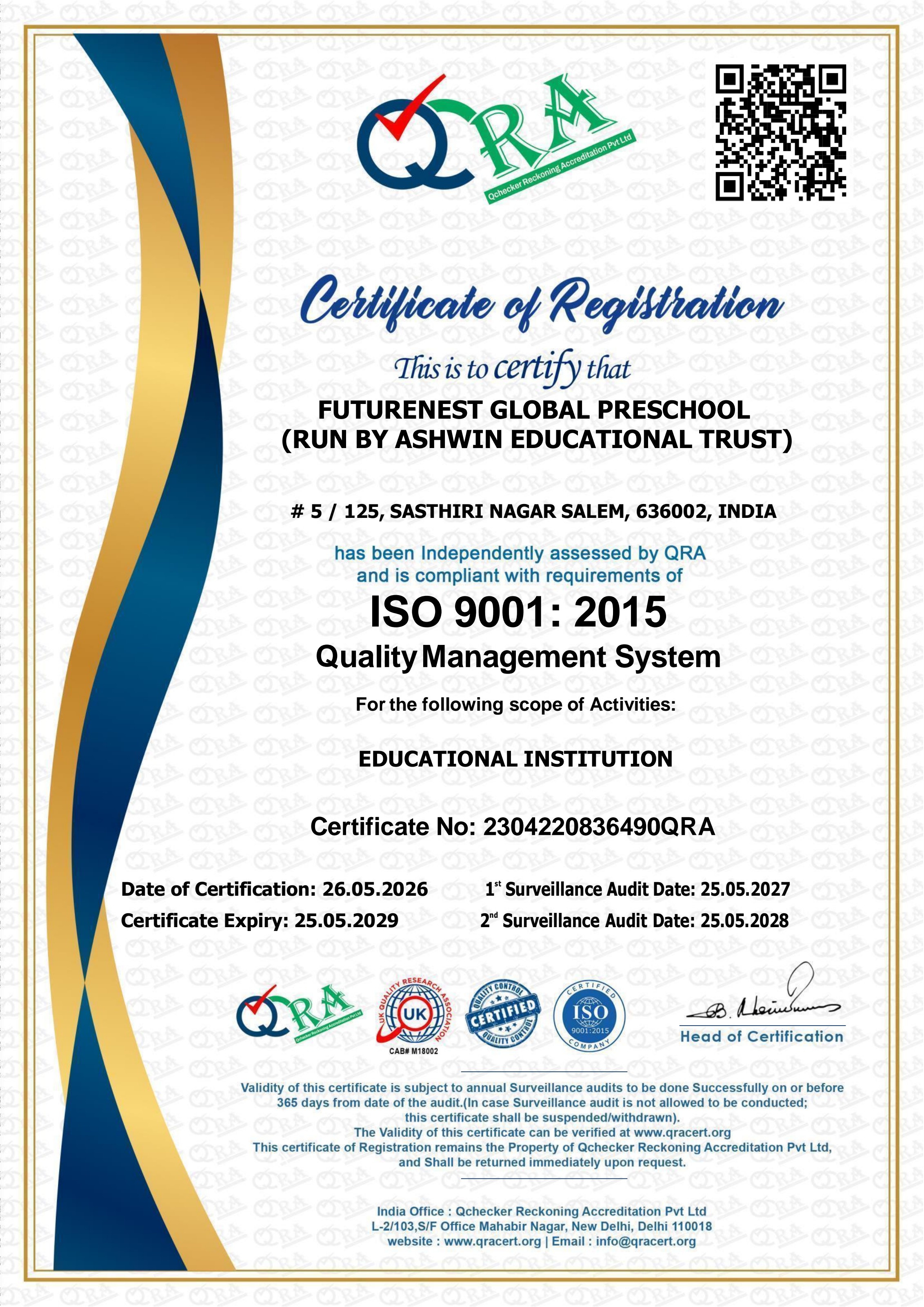 ISO 9001:2015 Certificate of Registration document preview